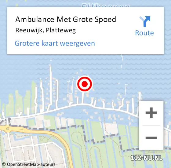 Locatie op kaart van de 112 melding: Ambulance Met Grote Spoed Naar Reeuwijk, Platteweg op 12 april 2024 23:07