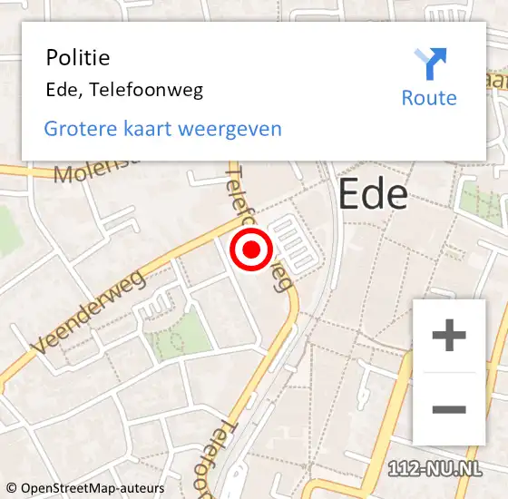 Locatie op kaart van de 112 melding: Politie Ede, Telefoonweg op 12 april 2024 23:15