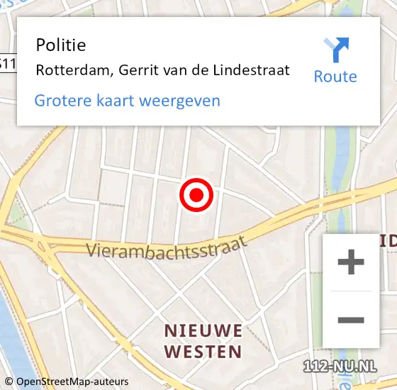 Locatie op kaart van de 112 melding: Politie Rotterdam, Gerrit van de Lindestraat op 12 april 2024 23:28