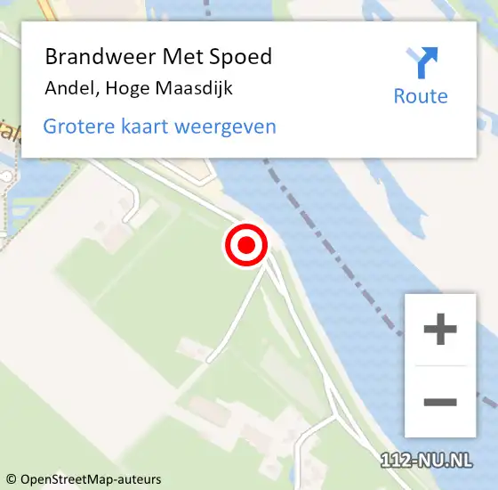Locatie op kaart van de 112 melding: Brandweer Met Spoed Naar Andel, Hoge Maasdijk op 12 april 2024 23:31
