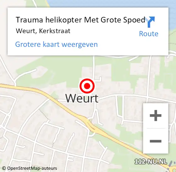 Locatie op kaart van de 112 melding: Trauma helikopter Met Grote Spoed Naar Weurt, Kerkstraat op 12 april 2024 23:56
