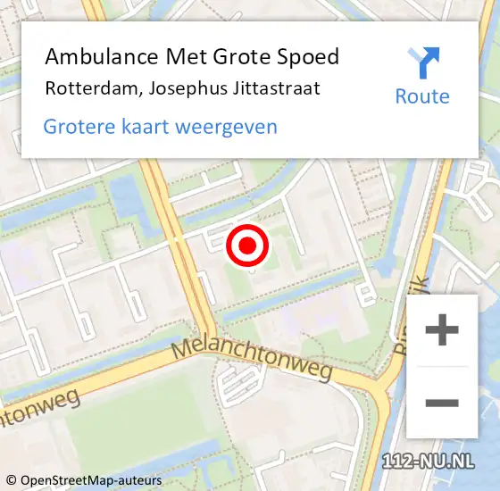 Locatie op kaart van de 112 melding: Ambulance Met Grote Spoed Naar Rotterdam, Josephus Jittastraat op 13 april 2024 00:00