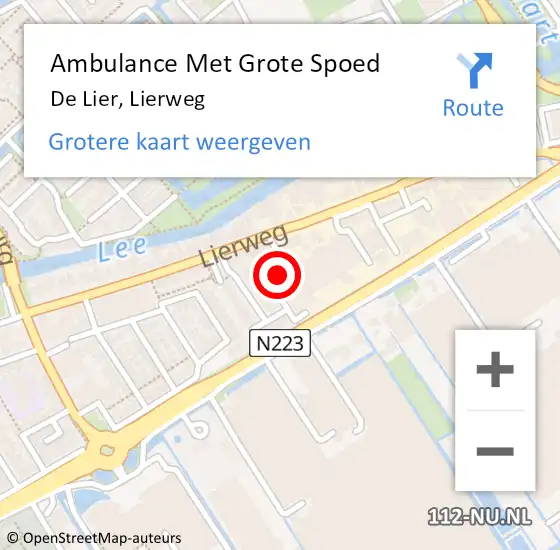 Locatie op kaart van de 112 melding: Ambulance Met Grote Spoed Naar De Lier, Lierweg op 13 april 2024 00:12