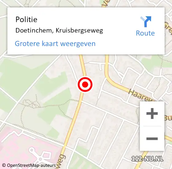 Locatie op kaart van de 112 melding: Politie Doetinchem, Kruisbergseweg op 13 april 2024 00:31