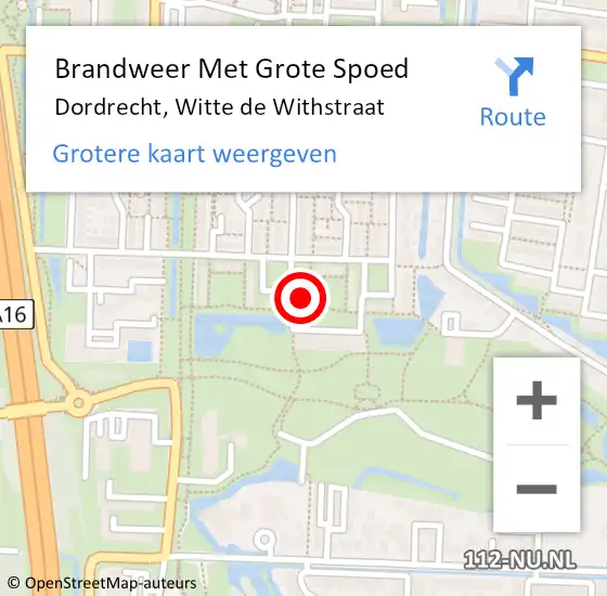 Locatie op kaart van de 112 melding: Brandweer Met Grote Spoed Naar Dordrecht, Witte de Withstraat op 13 april 2024 00:43