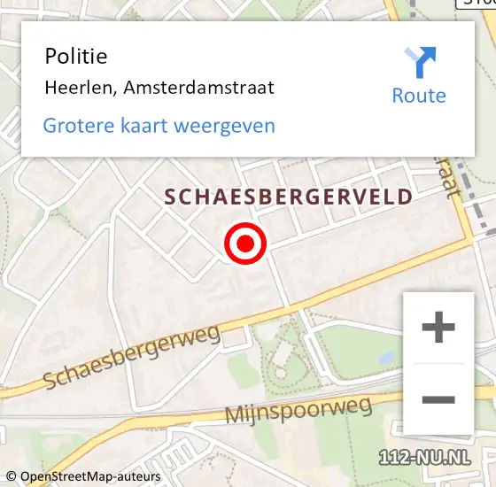 Locatie op kaart van de 112 melding: Politie Heerlen, Amsterdamstraat op 13 april 2024 00:46
