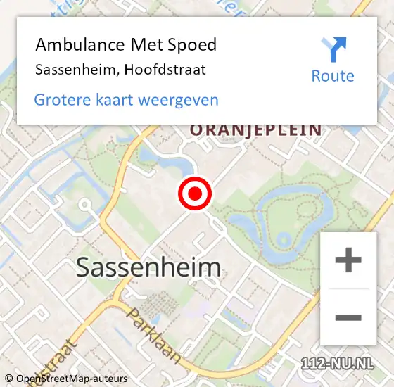 Locatie op kaart van de 112 melding: Ambulance Met Spoed Naar Sassenheim, Hoofdstraat op 13 april 2024 01:30