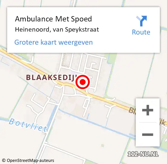 Locatie op kaart van de 112 melding: Ambulance Met Spoed Naar Heinenoord, van Speykstraat op 13 april 2024 01:43