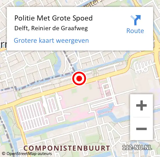 Locatie op kaart van de 112 melding: Politie Met Grote Spoed Naar Delft, Reinier de Graafweg op 13 april 2024 04:12
