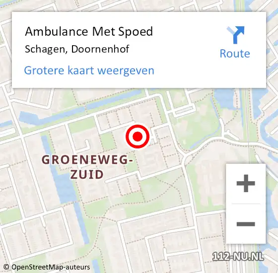 Locatie op kaart van de 112 melding: Ambulance Met Spoed Naar Schagen, Doornenhof op 13 april 2024 04:19