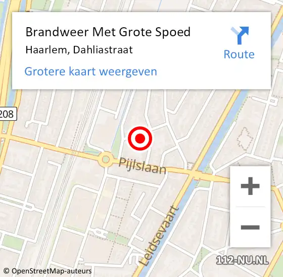 Locatie op kaart van de 112 melding: Brandweer Met Grote Spoed Naar Haarlem, Dahliastraat op 13 april 2024 04:24