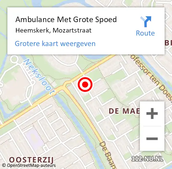 Locatie op kaart van de 112 melding: Ambulance Met Grote Spoed Naar Heemskerk, Mozartstraat op 13 april 2024 05:19