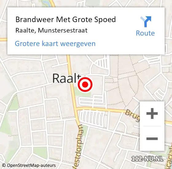 Locatie op kaart van de 112 melding: Brandweer Met Grote Spoed Naar Raalte, Munstersestraat op 13 april 2024 06:32