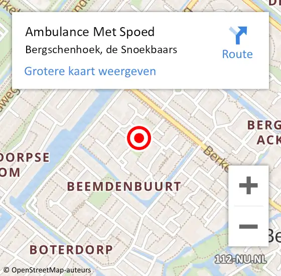 Locatie op kaart van de 112 melding: Ambulance Met Spoed Naar Bergschenhoek, de Snoekbaars op 13 april 2024 07:05