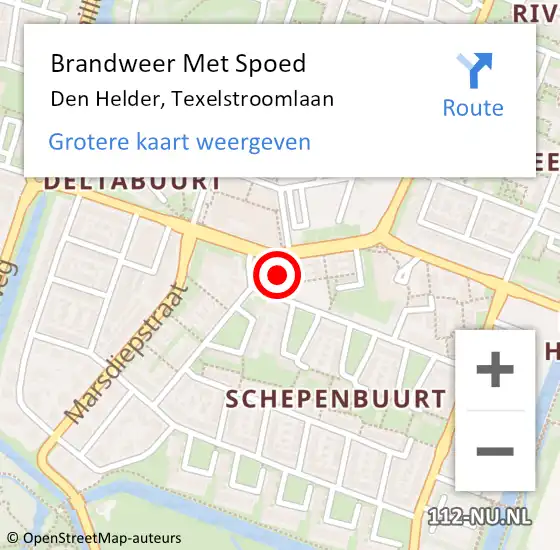 Locatie op kaart van de 112 melding: Brandweer Met Spoed Naar Den Helder, Texelstroomlaan op 13 april 2024 07:18