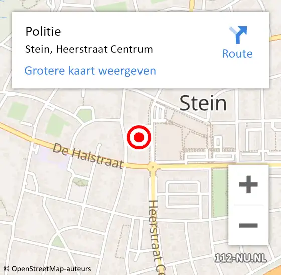 Locatie op kaart van de 112 melding: Politie Stein, Heerstraat Centrum op 13 april 2024 07:36