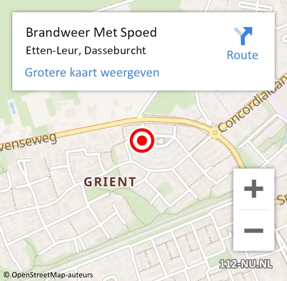 Locatie op kaart van de 112 melding: Brandweer Met Spoed Naar Etten-Leur, Dasseburcht op 13 april 2024 08:12