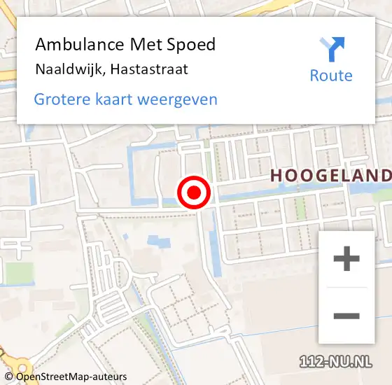 Locatie op kaart van de 112 melding: Ambulance Met Spoed Naar Naaldwijk, Hastastraat op 13 april 2024 09:18