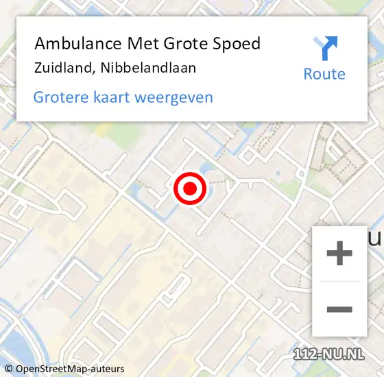 Locatie op kaart van de 112 melding: Ambulance Met Grote Spoed Naar Zuidland, Nibbelandlaan op 13 april 2024 09:19
