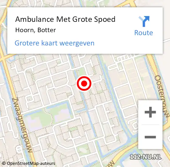 Locatie op kaart van de 112 melding: Ambulance Met Grote Spoed Naar Hoorn, Botter op 13 april 2024 09:27