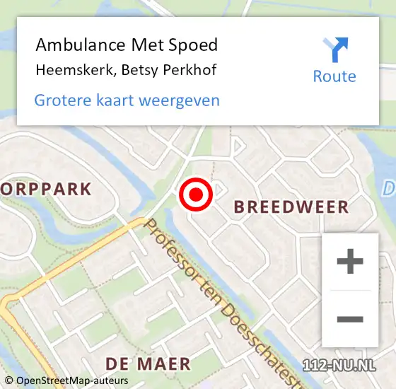 Locatie op kaart van de 112 melding: Ambulance Met Spoed Naar Heemskerk, Betsy Perkhof op 13 april 2024 09:33