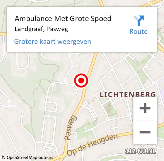 Locatie op kaart van de 112 melding: Ambulance Met Grote Spoed Naar Landgraaf, Pasweg op 2 oktober 2014 10:33