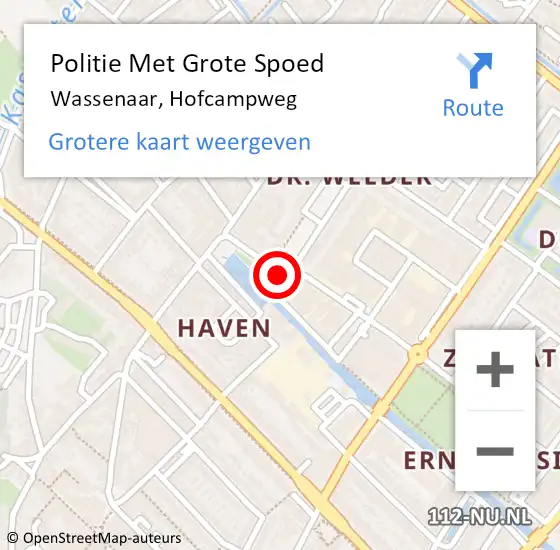 Locatie op kaart van de 112 melding: Politie Met Grote Spoed Naar Wassenaar, Hofcampweg op 13 april 2024 09:49