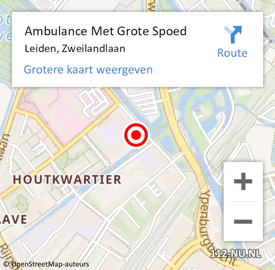 Locatie op kaart van de 112 melding: Ambulance Met Grote Spoed Naar Leiden, Zweilandlaan op 13 april 2024 10:24