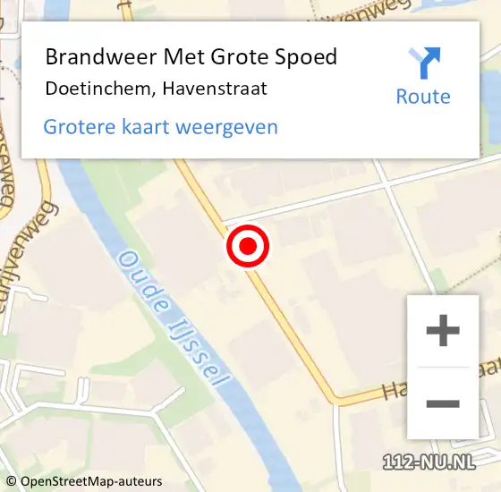 Locatie op kaart van de 112 melding: Brandweer Met Grote Spoed Naar Doetinchem, Havenstraat op 13 april 2024 10:24