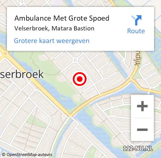 Locatie op kaart van de 112 melding: Ambulance Met Grote Spoed Naar Velserbroek, Matara Bastion op 13 april 2024 10:35