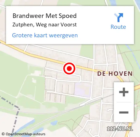 Locatie op kaart van de 112 melding: Brandweer Met Spoed Naar Zutphen, Weg naar Voorst op 13 april 2024 11:32