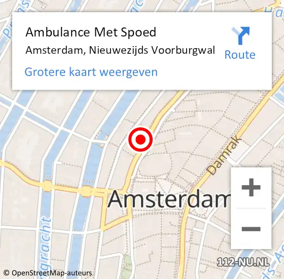 Locatie op kaart van de 112 melding: Ambulance Met Spoed Naar Amsterdam, Nieuwezijds Voorburgwal op 13 april 2024 11:36