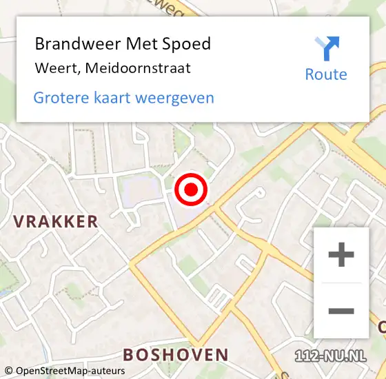 Locatie op kaart van de 112 melding: Brandweer Met Spoed Naar Weert, Meidoornstraat op 13 april 2024 11:47