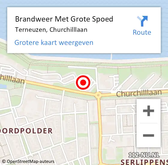 Locatie op kaart van de 112 melding: Brandweer Met Grote Spoed Naar Terneuzen, Churchilllaan op 13 april 2024 12:59