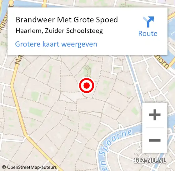 Locatie op kaart van de 112 melding: Brandweer Met Grote Spoed Naar Haarlem, Zuider Schoolsteeg op 13 april 2024 12:59