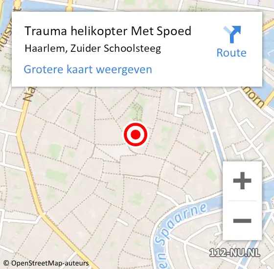 Locatie op kaart van de 112 melding: Trauma helikopter Met Spoed Naar Haarlem, Zuider Schoolsteeg op 13 april 2024 13:04