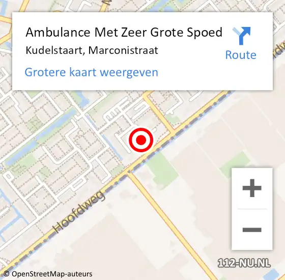 Locatie op kaart van de 112 melding: Ambulance Met Zeer Grote Spoed Naar Kudelstaart, Marconistraat op 13 april 2024 13:10