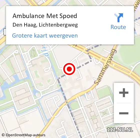 Locatie op kaart van de 112 melding: Ambulance Met Spoed Naar Den Haag, Lichtenbergweg op 13 april 2024 13:12