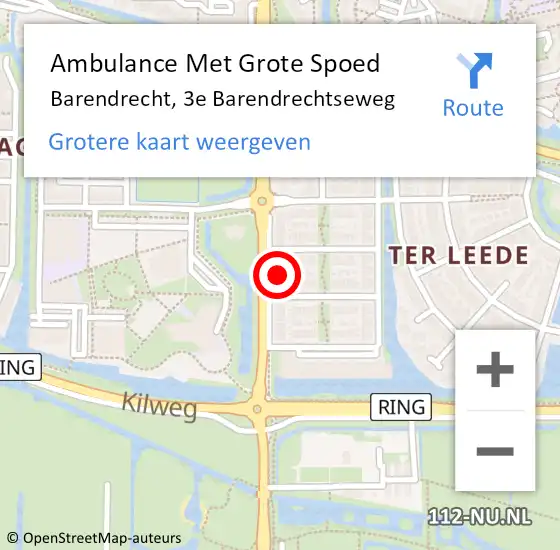 Locatie op kaart van de 112 melding: Ambulance Met Grote Spoed Naar Barendrecht, 3e Barendrechtseweg op 13 april 2024 13:14
