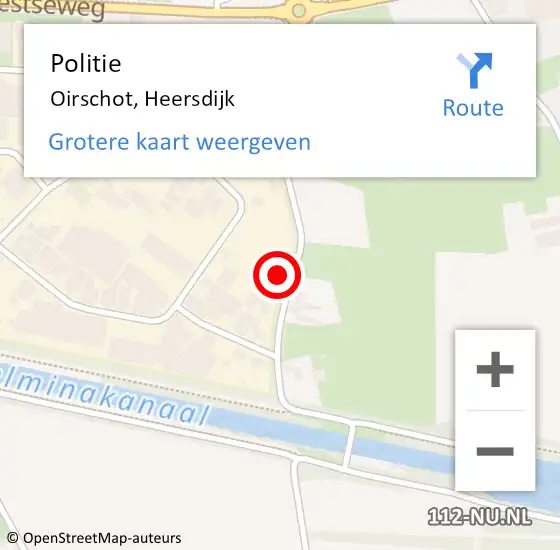 Locatie op kaart van de 112 melding: Politie Oirschot, Heersdijk op 13 april 2024 13:15