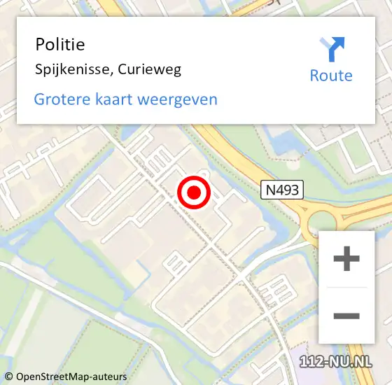 Locatie op kaart van de 112 melding: Politie Spijkenisse, Curieweg op 13 april 2024 13:16