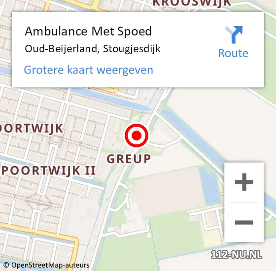 Locatie op kaart van de 112 melding: Ambulance Met Spoed Naar Oud-Beijerland, Stougjesdijk op 13 april 2024 13:26