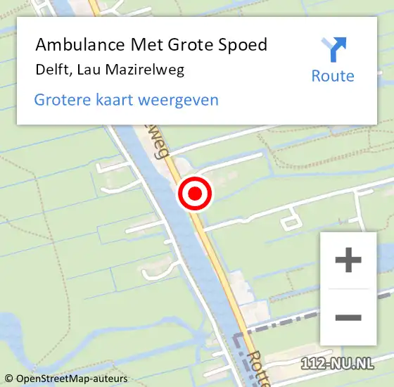 Locatie op kaart van de 112 melding: Ambulance Met Grote Spoed Naar Delft, Lau Mazirelweg op 13 april 2024 13:34