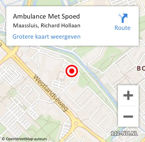 Locatie op kaart van de 112 melding: Ambulance Met Spoed Naar Maassluis, Richard Hollaan op 13 april 2024 13:42