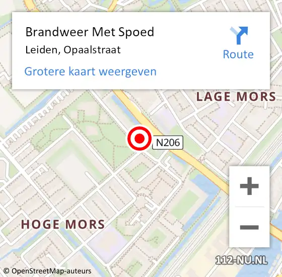 Locatie op kaart van de 112 melding: Brandweer Met Spoed Naar Leiden, Opaalstraat op 13 april 2024 13:44