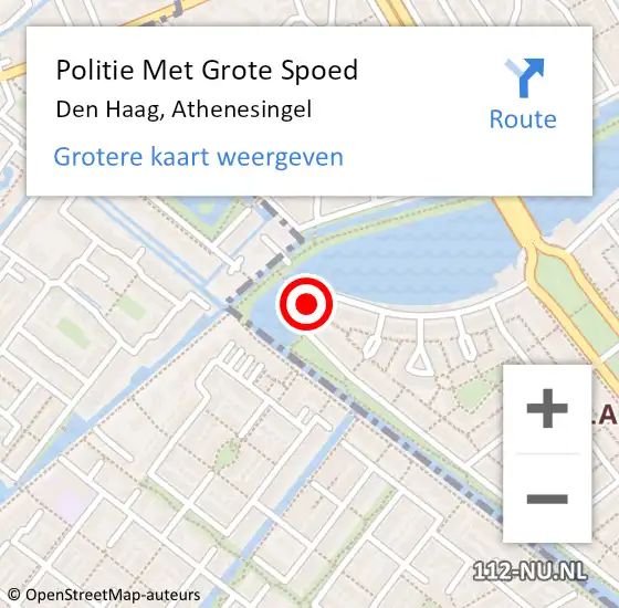 Locatie op kaart van de 112 melding: Politie Met Grote Spoed Naar Den Haag, Athenesingel op 13 april 2024 14:08