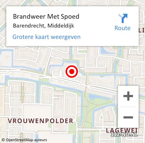 Locatie op kaart van de 112 melding: Brandweer Met Spoed Naar Barendrecht, Middeldijk op 13 april 2024 14:12