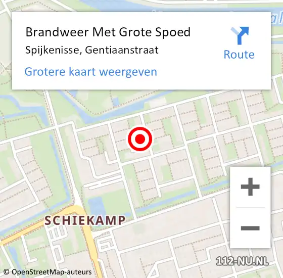 Locatie op kaart van de 112 melding: Brandweer Met Grote Spoed Naar Spijkenisse, Gentiaanstraat op 13 april 2024 14:51