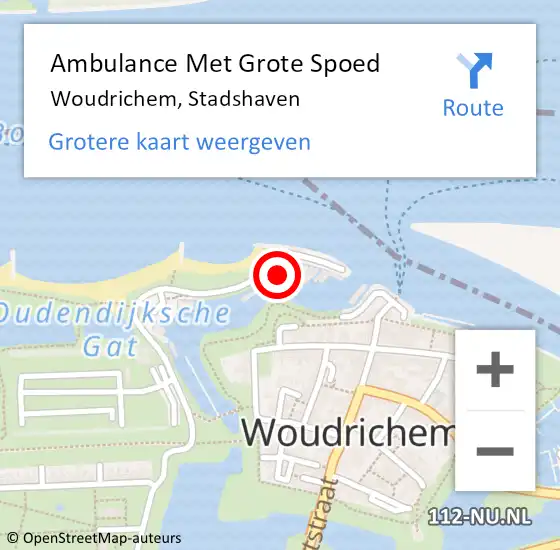 Locatie op kaart van de 112 melding: Ambulance Met Grote Spoed Naar Woudrichem, Stadshaven op 13 april 2024 15:08
