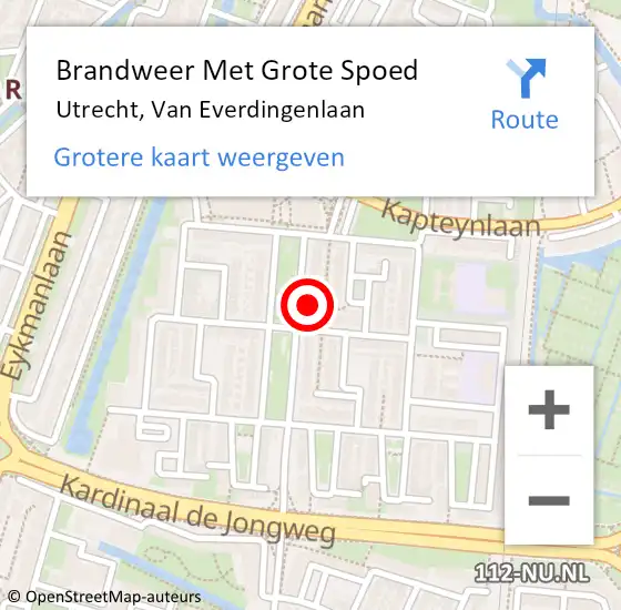 Locatie op kaart van de 112 melding: Brandweer Met Grote Spoed Naar Utrecht, Van Everdingenlaan op 13 april 2024 15:29